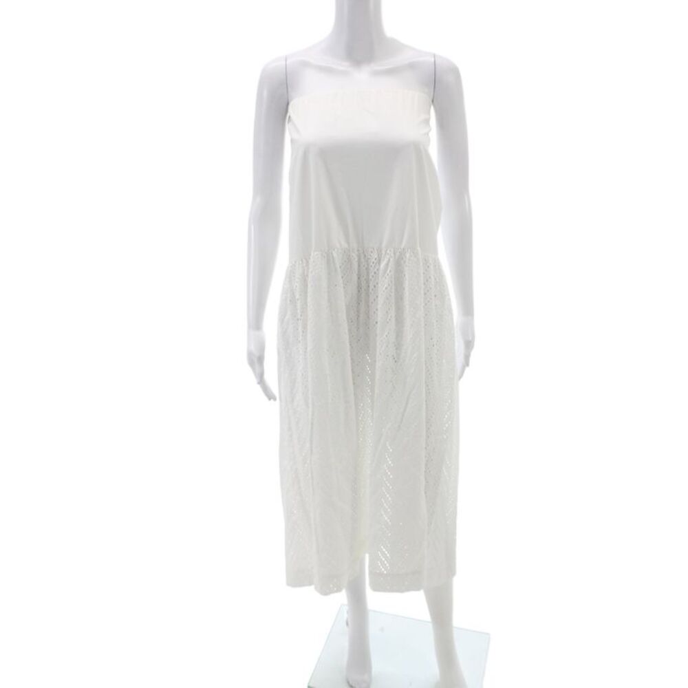 Rodebjer Womens Sundress White Off Shoulder Sleeveless Boho Cotton Size L